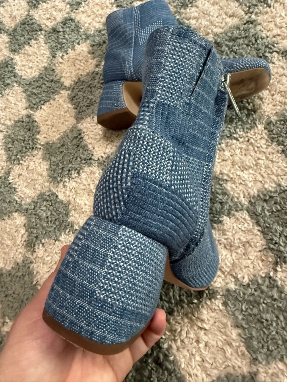 CIRCUS NY by Sam Edelman Ozzie Patchwork Denim Heeled Booties Boho Hippie Size 6